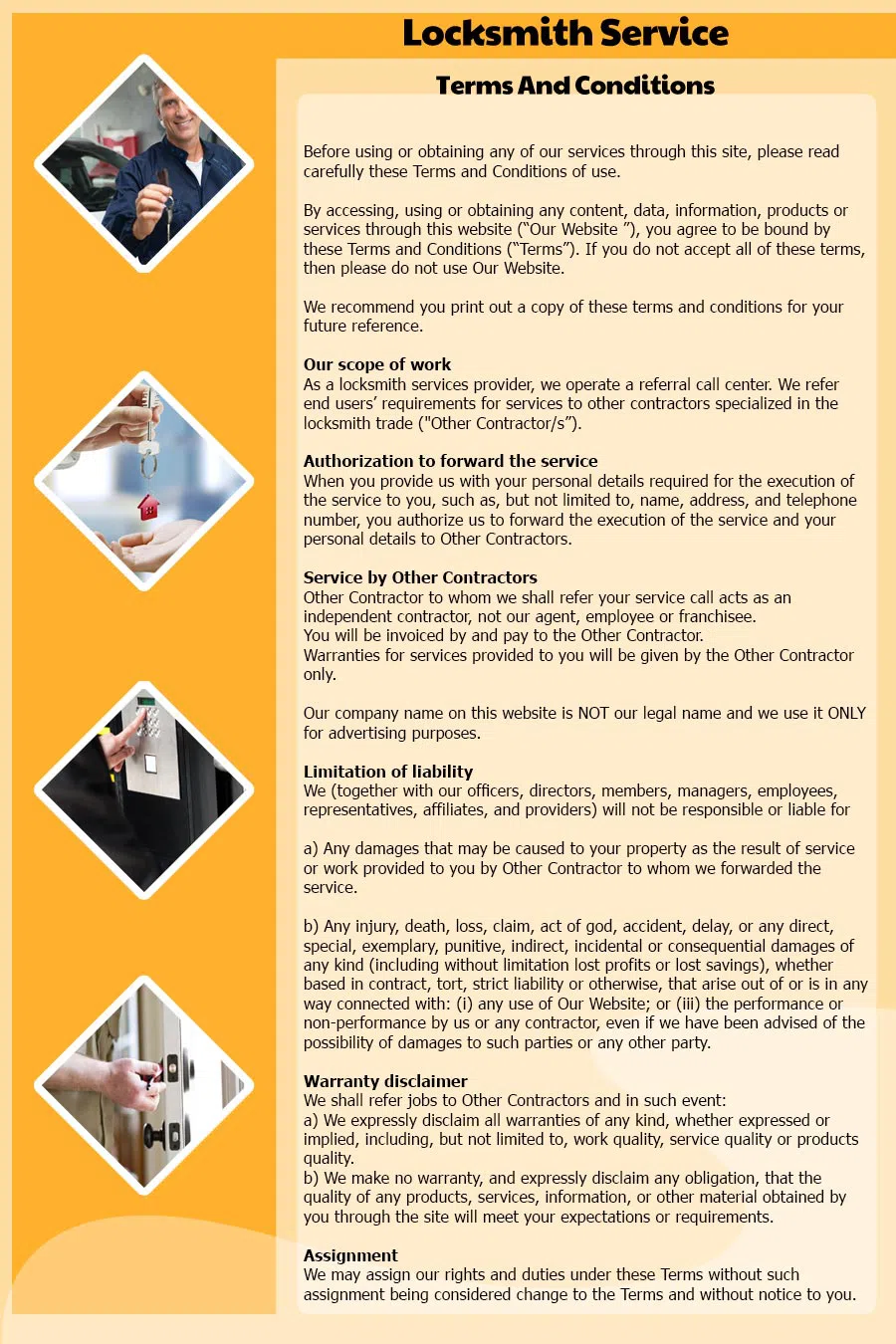 Euclid Lock And Locksmith, Euclid, OH 216-654-9370 - Terms